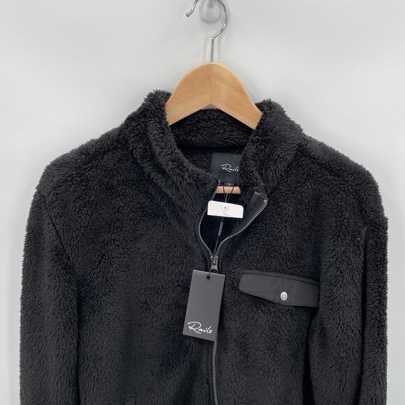 RAILS NWT Evereve Austin Black Sherpa Full Zip Teddy Jacket // M - Picture 6 of 11
